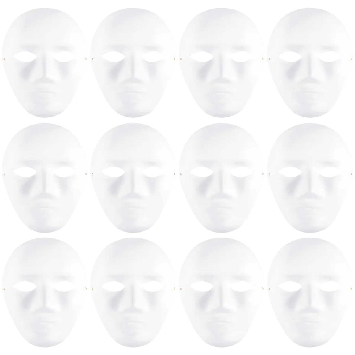 White Mask,12Pcs Halloween Full Face Mask Blank DIY Mask Dance Cosplay Party Plain Masquerade Paper Mask to Decorate