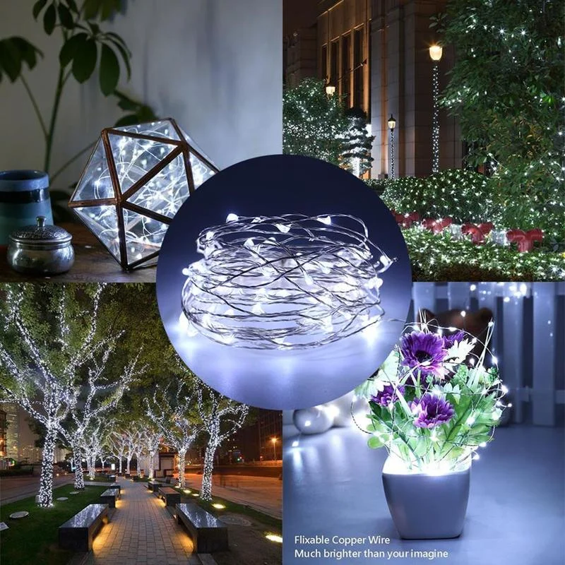 1M 2M 5M 10M Copper Wire LED String Lights Battery Operate Holiday Lighting for Christmas Wedding Party Decoration