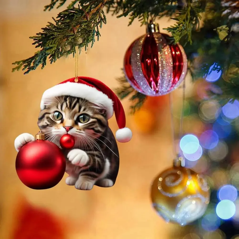 Christmas Cat Pendant Decoration Cartoon Cute Cat Pendant Christmas Car Interior Decoration Christmas Tree Pendant Decoration