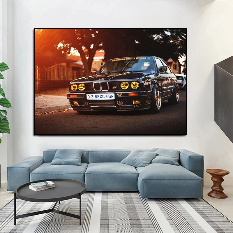 مجموعة كلاسيكية الرجعية الطاقة M3 E30 سوبر سباق السيارات اللوحة المشارك جدار الفن صورة يطبع قماش غرفة المعيشة ديكور كوادروس