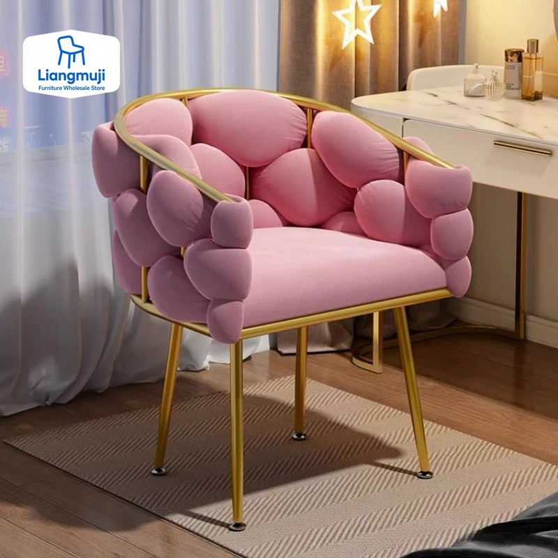 Formwell Leisure Single Sofa Chair Velvet Armchair with Gold Legs Makeup Chair with Upholstered for Living Room Bedroom Cadeira