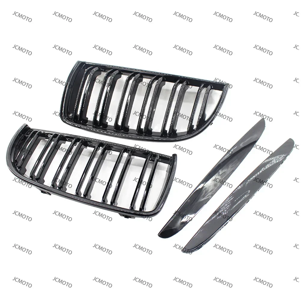 Accessorie 2Pcs Car Dual Slat Front Kidney Grille Glossy Black For BMW 3-Series E90 2005-2008 For E91 Wagon 06-08