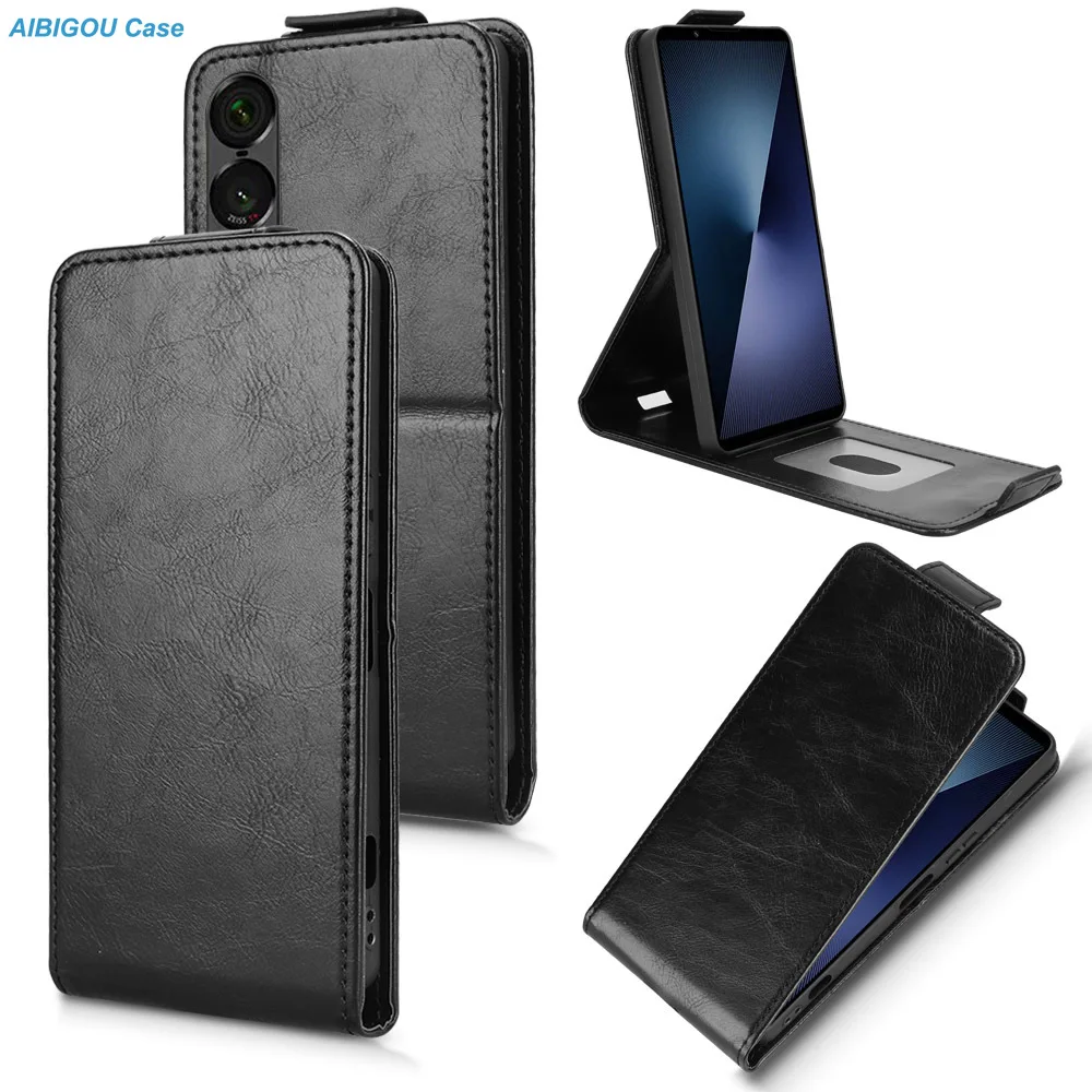 Für Sony Xperia 1 10 VII VIII 7. 8. Generation Vertikale Klapp-Lederhülle Luxus-Buch-Kartenhalter Vollständige Abdeckung Xperia 10 1 VIII Taschen