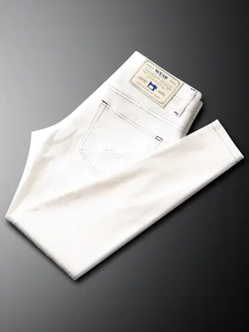 streetwear YENİ Amerikan Üst Düzey Beyaz Kot Erkek, Sonbahar ve Kış Düz Pantolon, Gençlik Modası Trend Kişilik