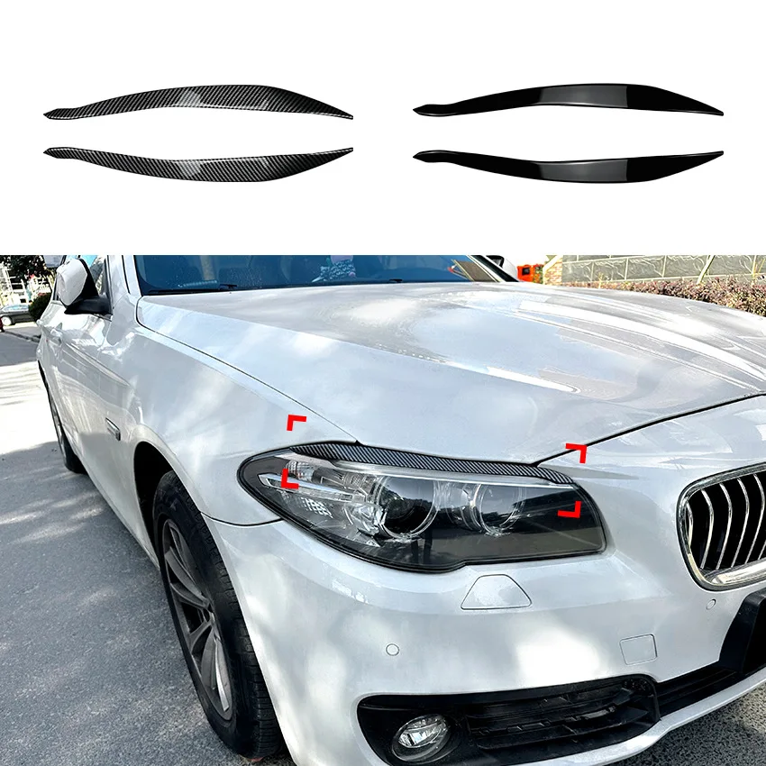 2pcs ABS Gloss Evil Headlight Eyebrows Eyelid For BMW F10 F11 5 Series 520i 520d 523i 525d 525i 530i 530d M550i M5 2010-2016