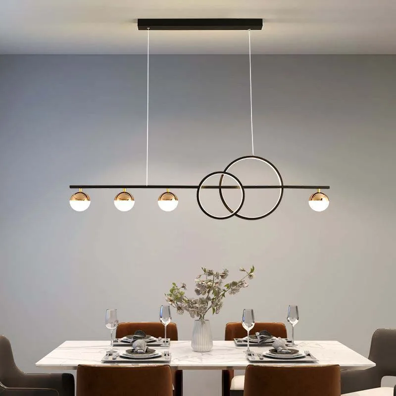 

Scandinavian dining room chandelier creative light luxury simple modern atmosphere art long bar dining room lamps and lanterns