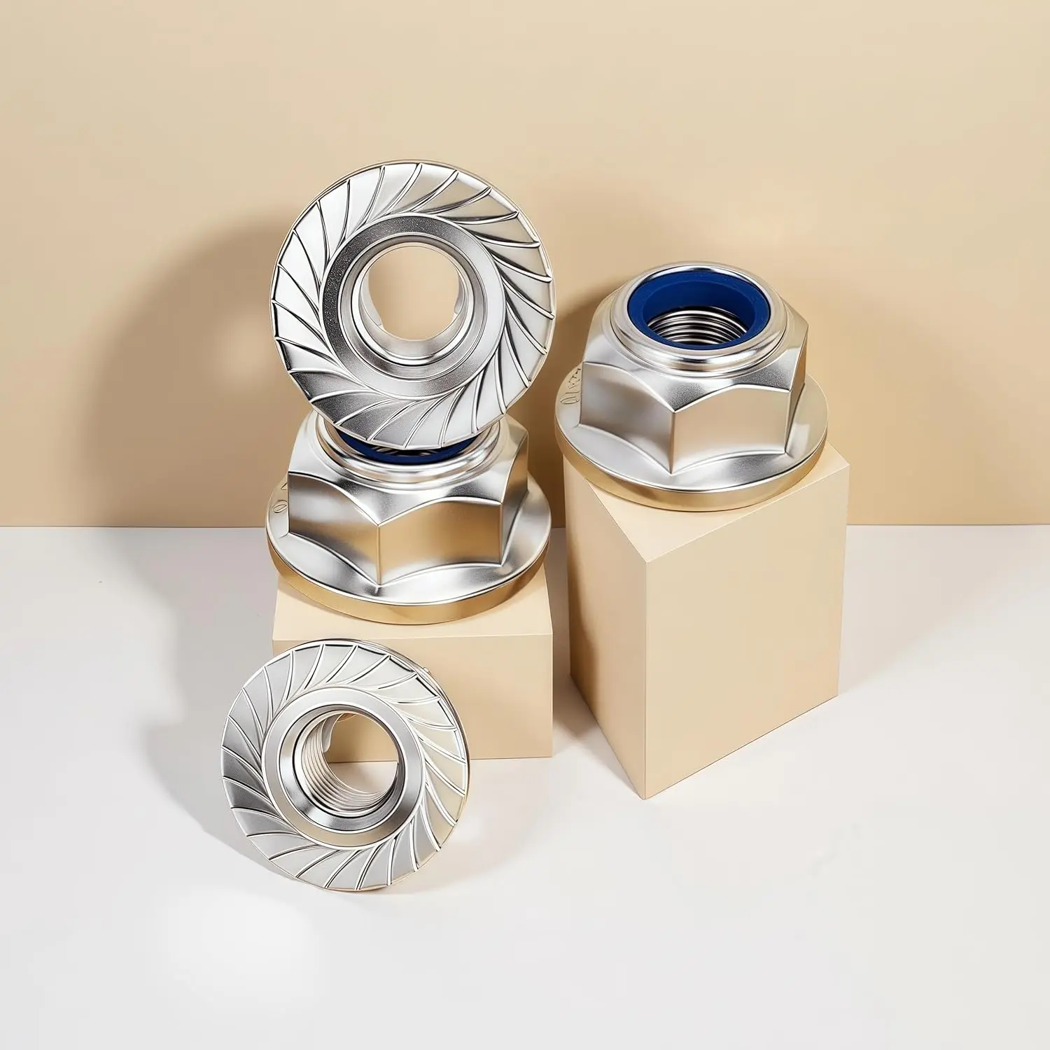 WZHUIDA M3 M4 M5 M6 M8 M10 M12 Flange Lock Nuts DIN 6926, A2 Stainless Steel Hex Flange Nuts with Serrated Flange, Self-Locking