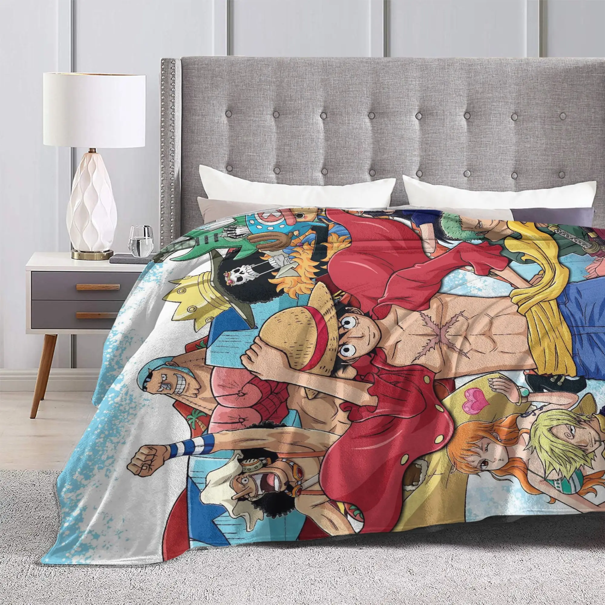 بطانية لوفي أنيمي لوفي زورو سانجي بطانية رمي دافئة مبتكرة لمفرش السرير طوال الموسم، #3