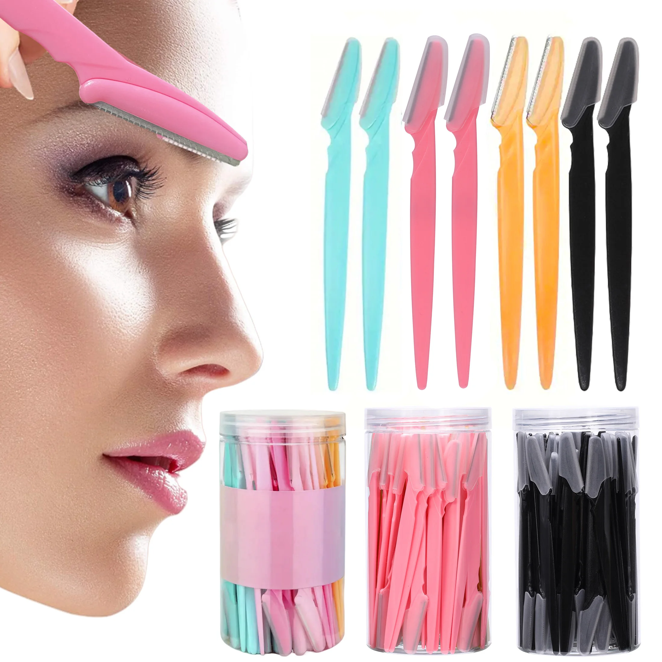 10/40Pcs Eyebrow Trimmer Face Blade Shaver Portable Eye Brow Epilation Hair Removal Safety Eyebrow Cutting Woman Makeup Tools