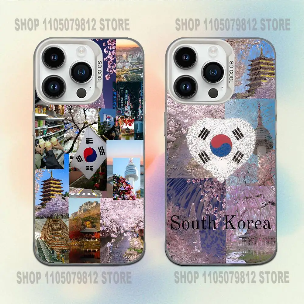 

South Korea SEOUL Travel Phone Case For iPhone 16,15,14,13,12,11,Mini,Pro,E,MAX White Candy Matte Shockproof Cover