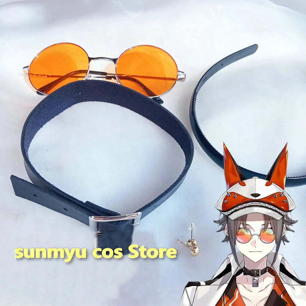 

Vtuber Mysta Rias Cosplay Earpins Orange glasses Black Choker VTuber Luxiem Cosplay Mysta Rias Accessories