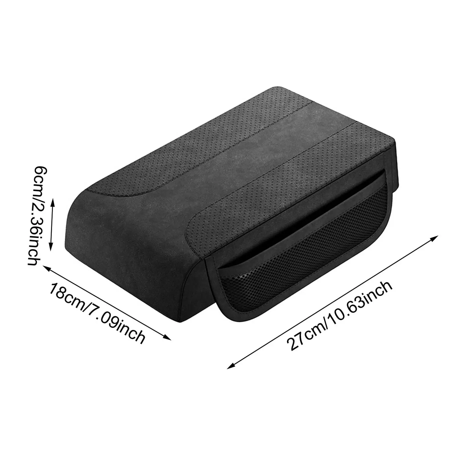 Car Interior Armrest Cushion Center Console Pad Universal PU Leather Sponge Cover with Organizer Pocket for Auto Accessories