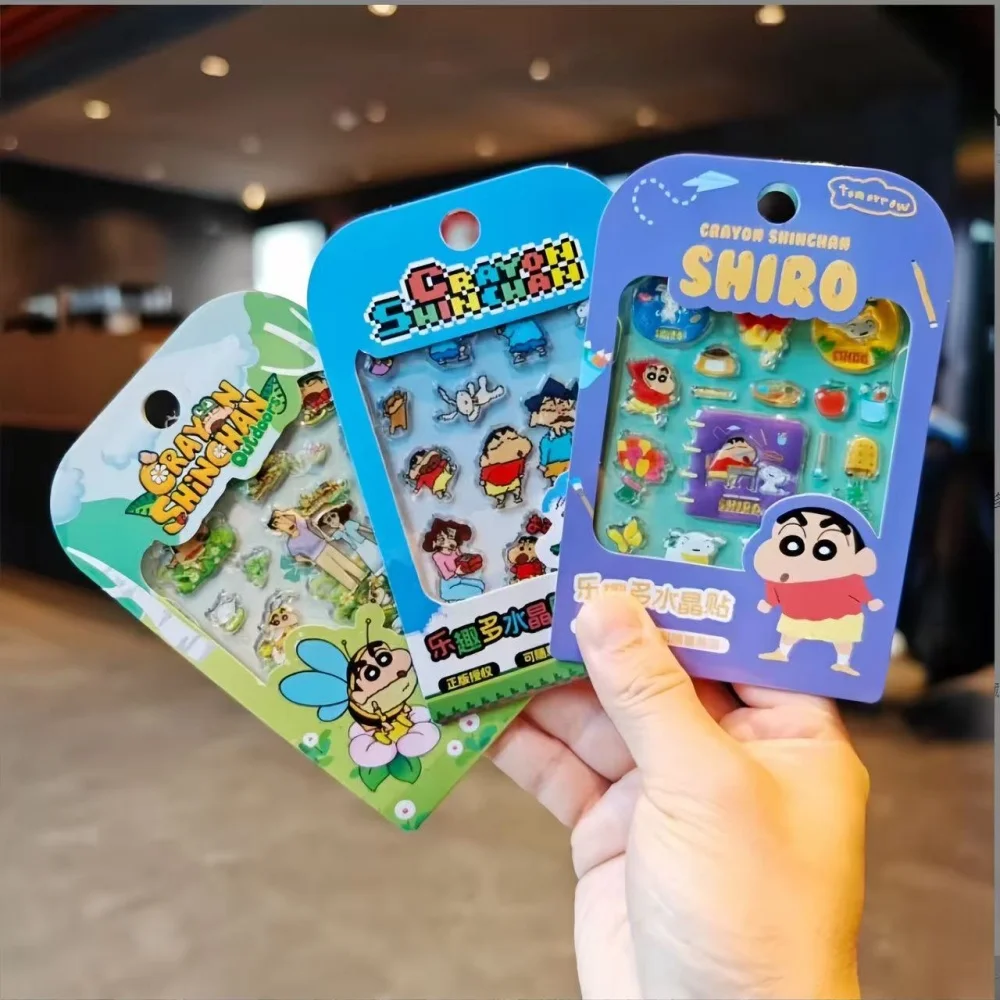 1/6Bag Authentic Crayon Shin-chan 3D Embossed Resin Sticker Kawaii Phone Case Decoration Account Album Stickers Stationery Gifts