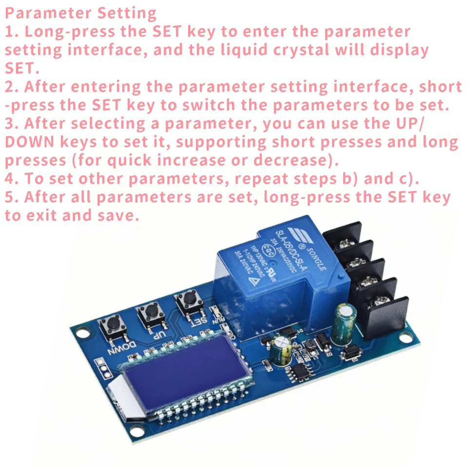 Battery Charging Control Module Digital Full Power Off Overcharge Protection Switch 6- 60V