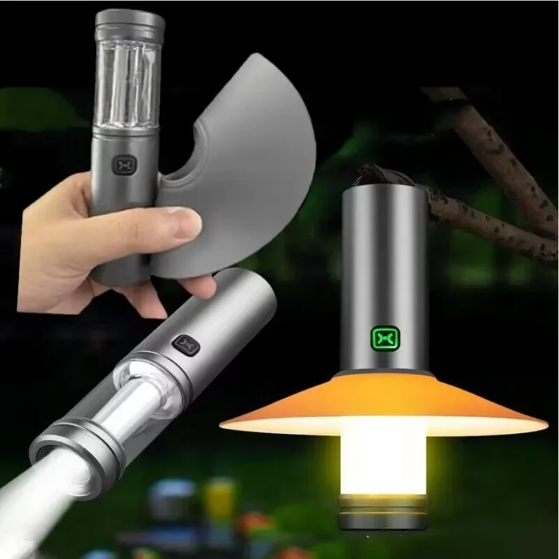 

Camping Light Rechargeable Flashlight Desktop Atmosphere Garden Magnetic Tent Light Portable Removable Silicone Lid Flame Lamp