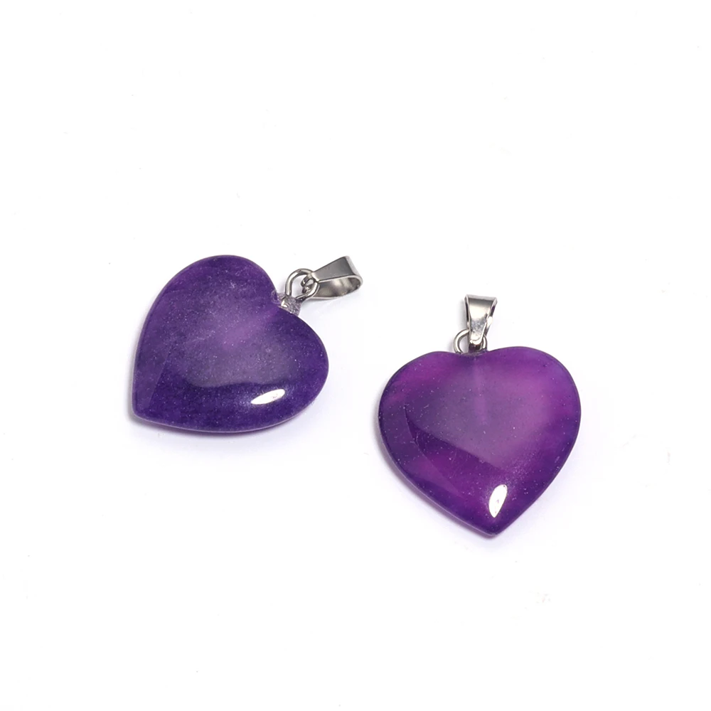 Natural Stone Mix Color Heart Shape Charms for DIY Making