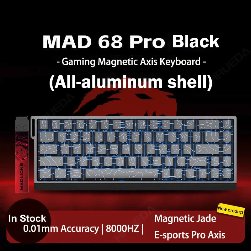 

FGG Madlions Mad68HE Mad60 Pro Mad68 Pro Алюминиевая магнитная механическая клавиатура RT 0,01 мм 8K Скорость опрокидывания 128K Клавиатура со скоростью сканирования