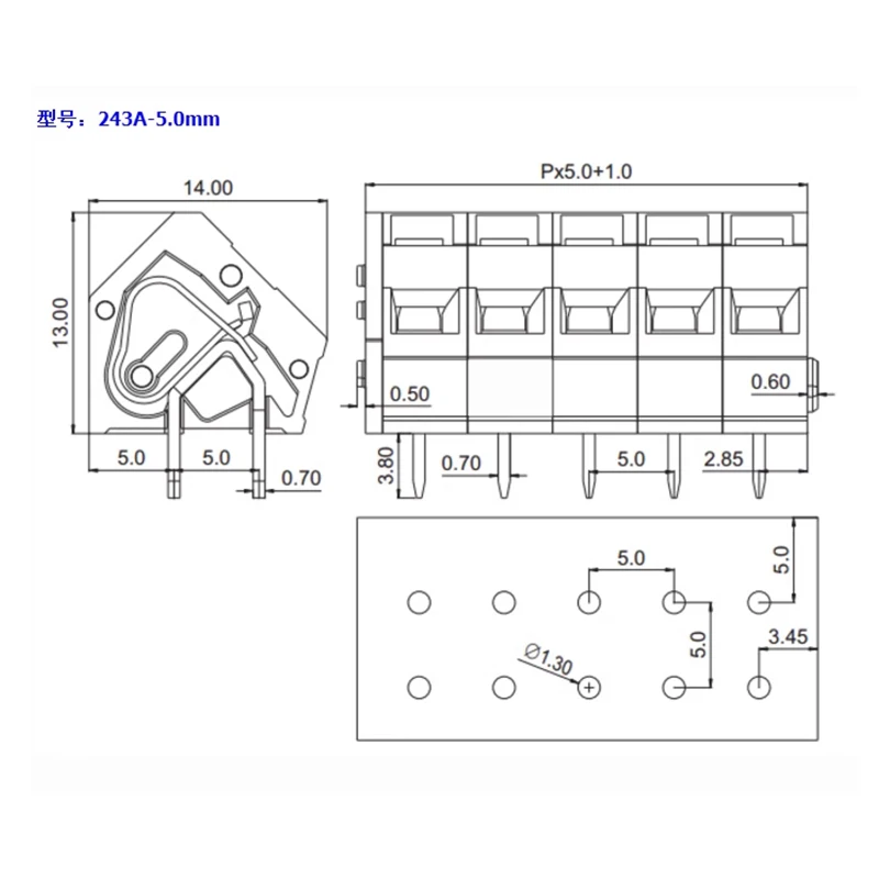 (10 Pieces) KF243A 5.0 2P ~ 10P Double Row Direct Plug 5.0mm Pitch Spring Loaded PCB Green Terminal Connectors 243A