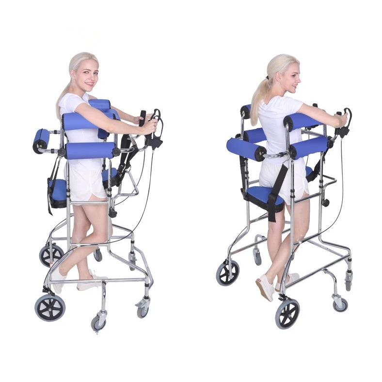 Cerebral Palsy Child and Adult Walking Aid Hemiplegic Walker Lower Limb Training Standing Frame with Wheels Walker