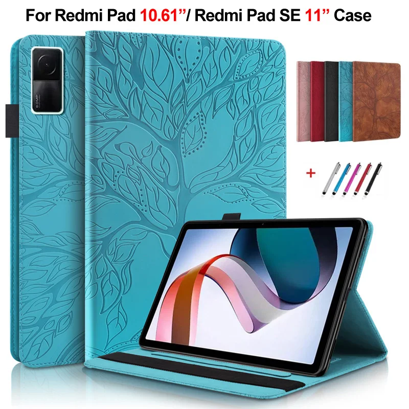 

Tablet Capa For Xiaomi Redmi Pad 10.61 Case Cover Emboss Tree Flip Wallet Stand Cover For Funda Redmi Pad SE Case Coque 11"