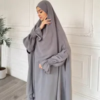 Femmes musulmanes Khimar Robe longue ensemble 2 pièces Jalabiya Robe dubaï Abaya couverture complète vêtement de prière Eid Djellaba Ramadan caftan Burka 2