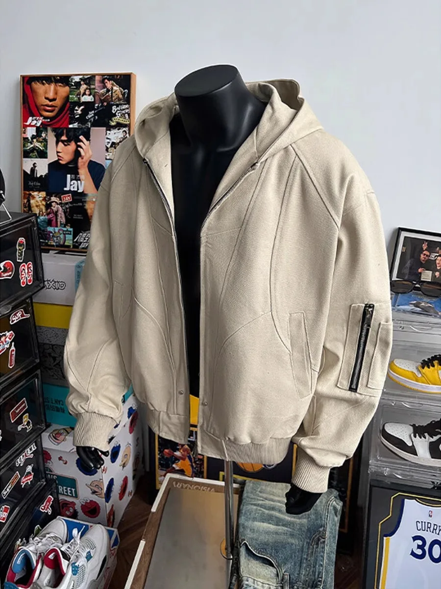 

Мужская демисезонная куртка из американского канваса в стиле рабочей одежды, деконструированная, в стиле High Street Detroit, топ-рубашка