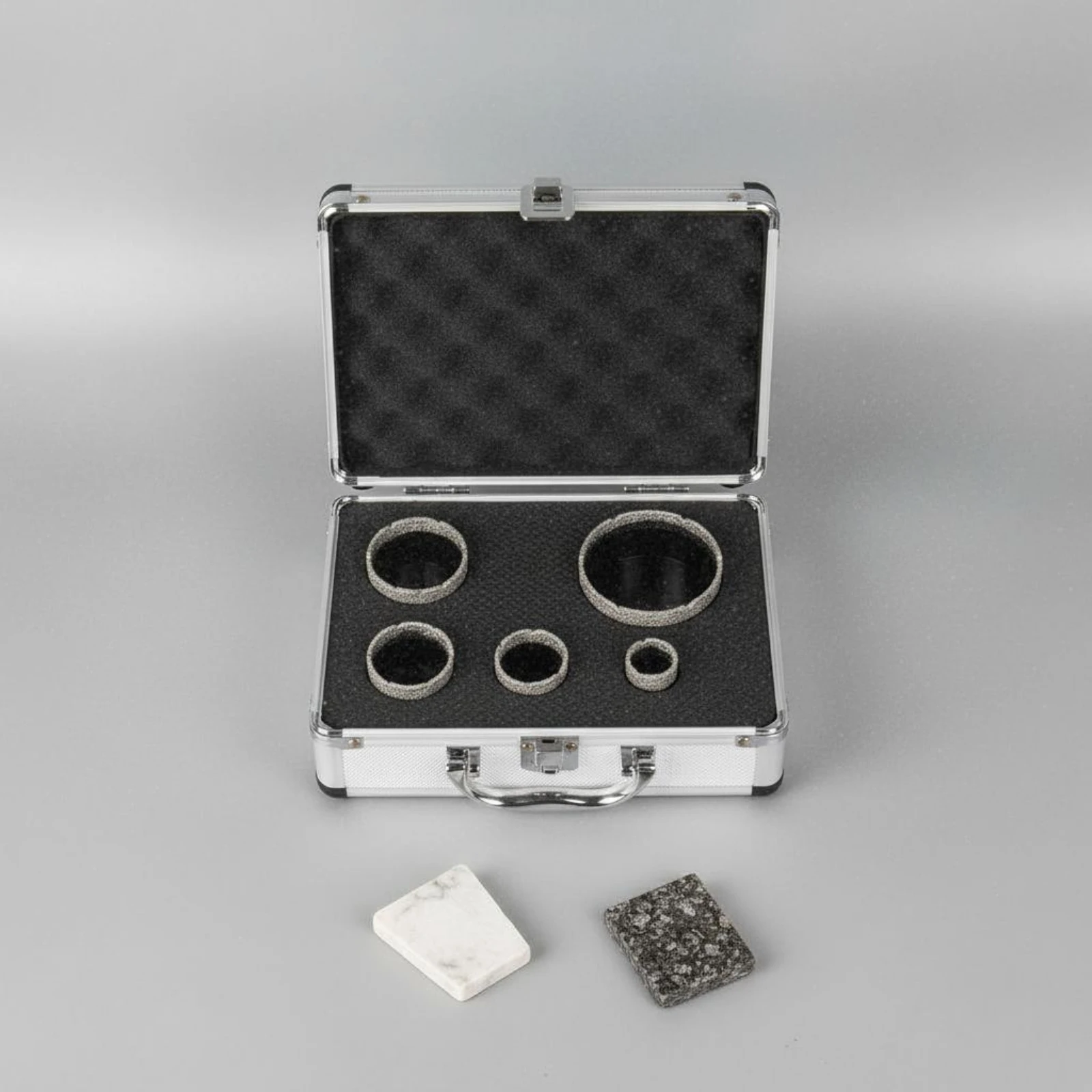 7 Pieces M14 Hole Cutter Set Aluminum Case Diamond Hole Saw Set Diamond Center High Heat Resistance Fast Chip Removal