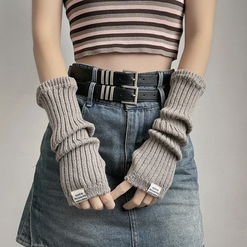 네일 소재 디스플레이 소녀 니트 따뜻한 장식용 팔토시 청소년용 긴 손가락 없는 파일 장갑 네일 사진 배경