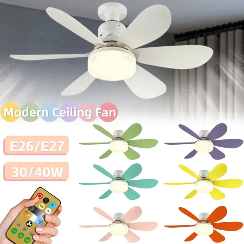 

Mini Fan LED Light luminaire Remote Control Cold Neutral Warm White Dimmable 110V 220V Lamp E27 LED Ceiling Fan Light Bulb