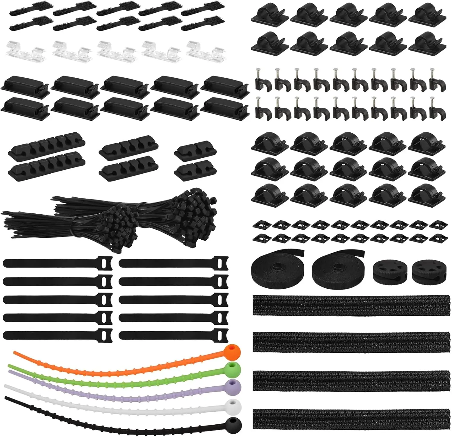 Cable Management Kit with Sleeves, Clips, and Ties