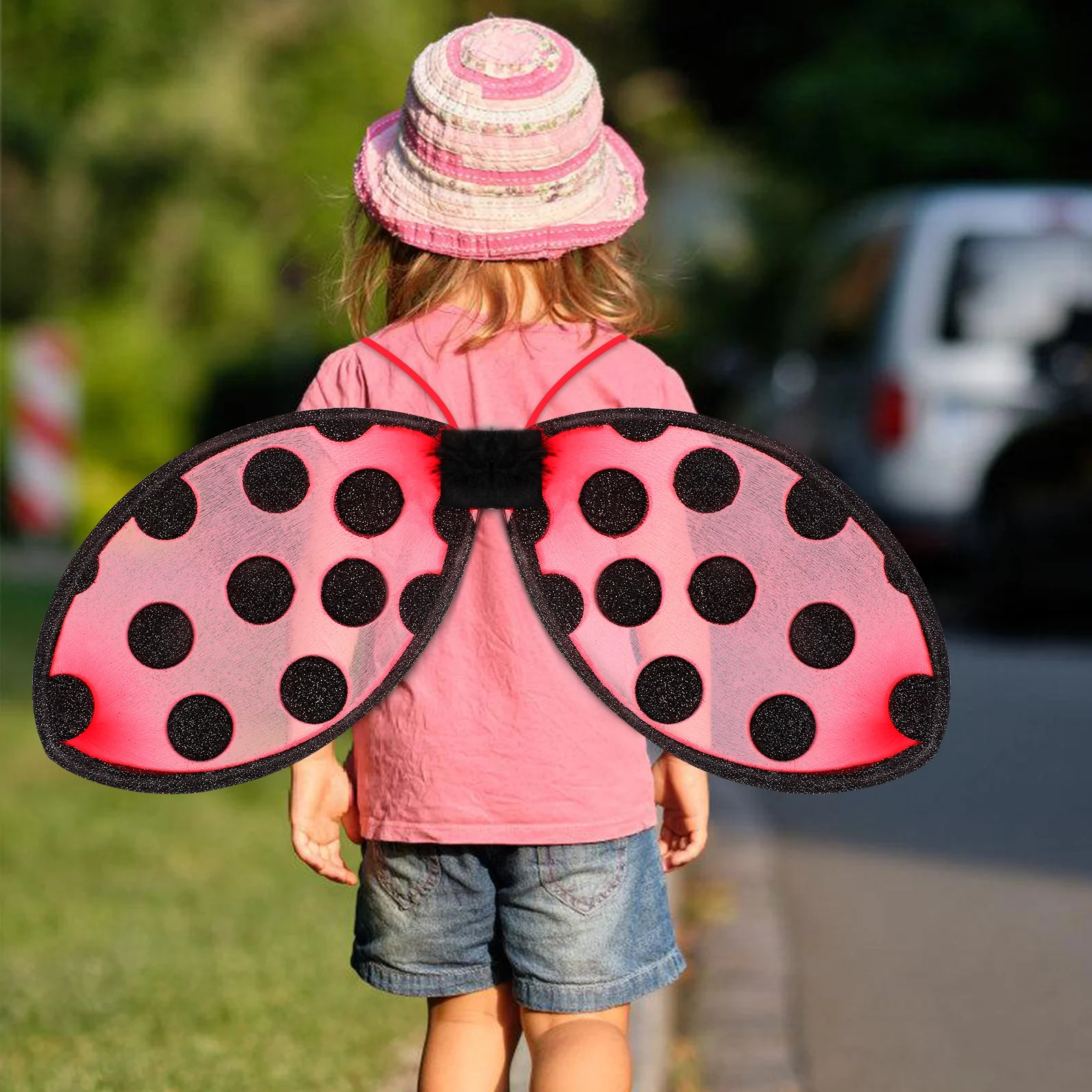 Mesh Foldable Ladybug Wing Lightweight Cosplay Wing Kids Performance Party Ladybug Costume Girl Wings Cosplay Party Supplies