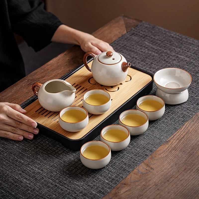 

New Ruyao Travel Kung Fu Tea Set Outdoor Portable Storage Bag Minimalist Tea Plate, Tea Cup, and Pot