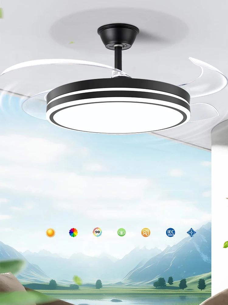 

LED Ceiling Mounted Living Room Fan Light, Nordic Restaurant Decorative Ceiling Fan, Household Minimalist Electric Fan Light