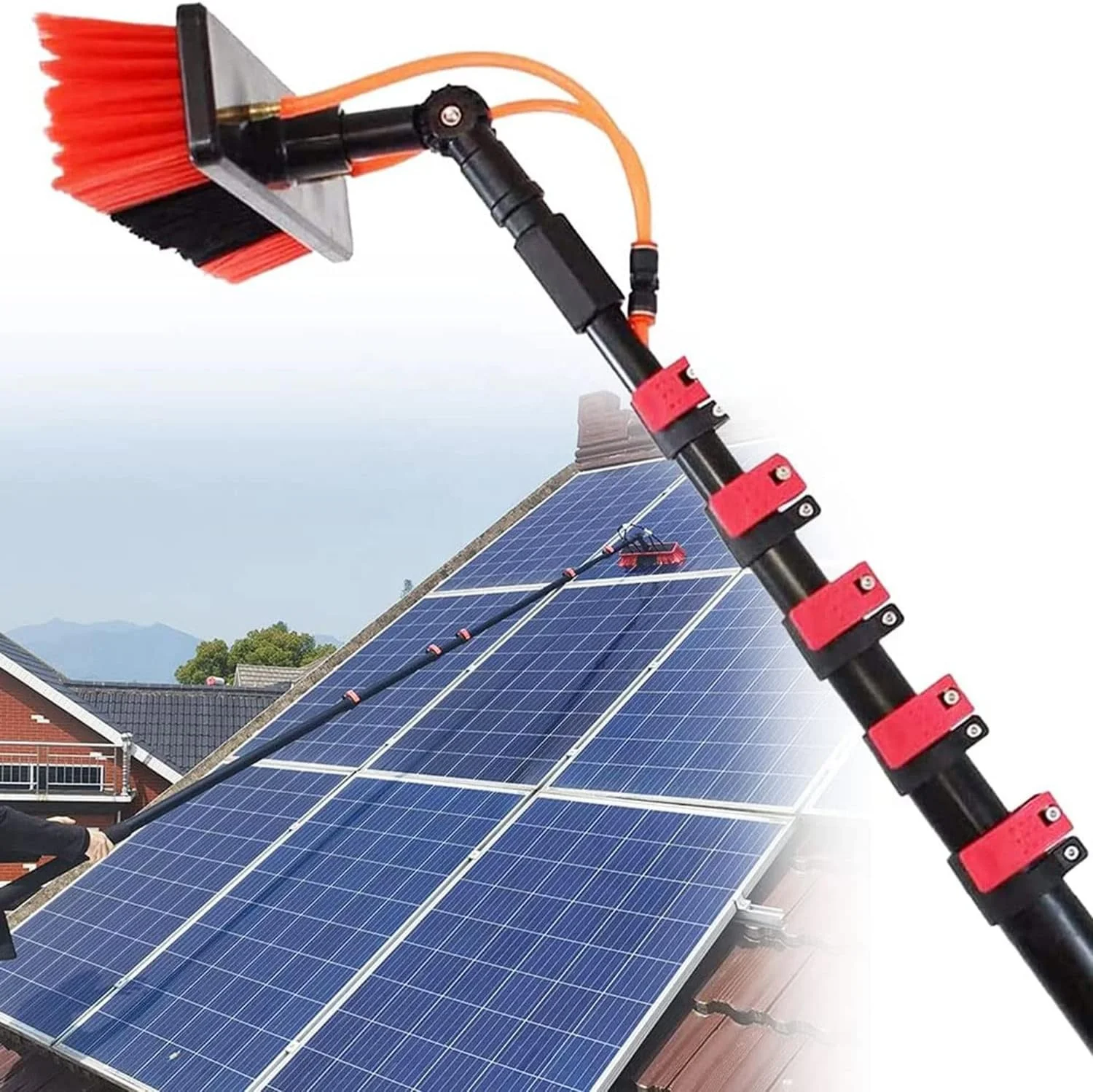 High Rise Building 3.6m to 15m Extension Pole, Solar Panel Cleaning Brush, Water Fed Window Cleaner Tool