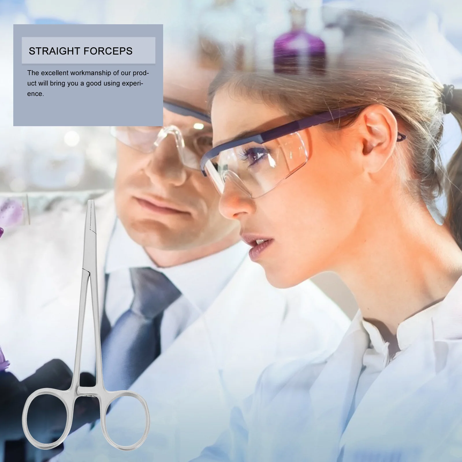 Penjepit Kail Pancing Lurus Forcep Perak Stainless Steel Self-Locking Forceps