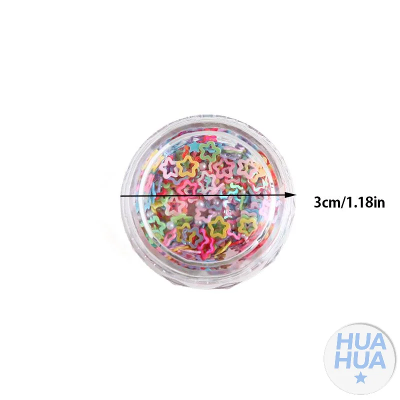 HUA HUA Dopamine – paillettes pour ongles, couleurs mélangées, ajourées, pentagramme en forme de cœur, perles, breloques pour Nail Art, accessoires de décoration pour ongles