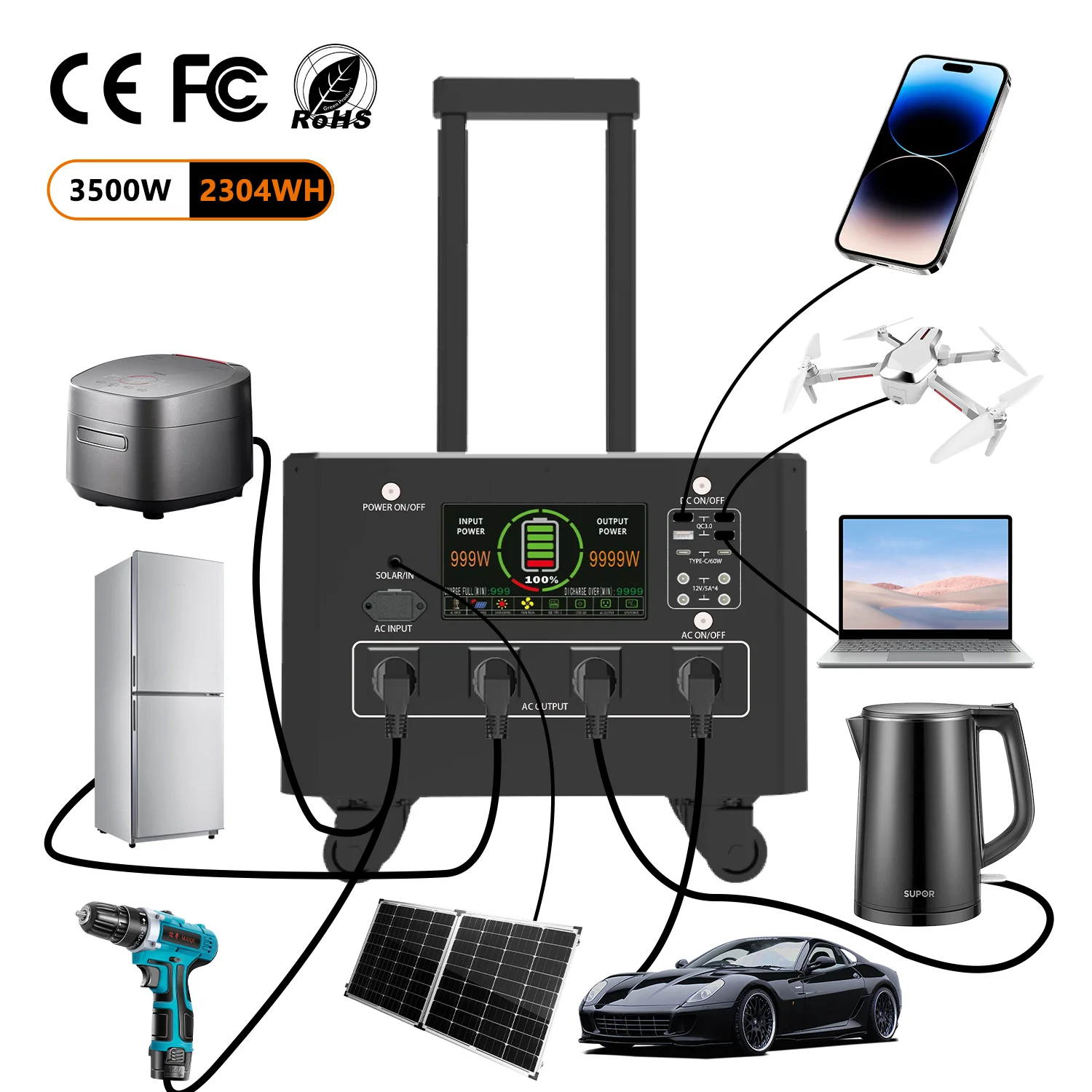Emergency Battery Solar Rechargeable Automobile Starting Supply Car Electric Multi-Functional Jump Starter Power Bank