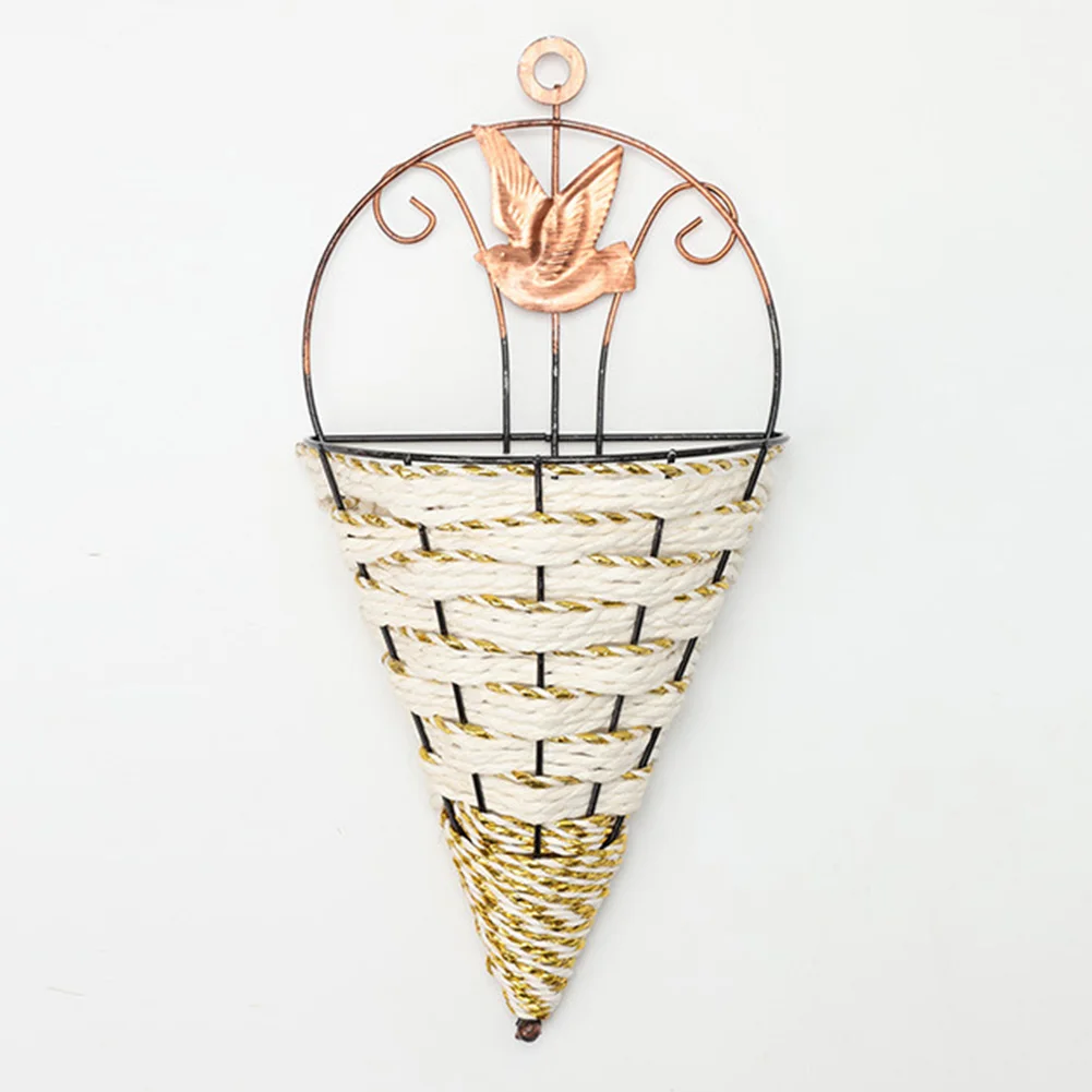 Recycled Plastic Wall Hanging Basket with Wicker Texture for Indoor Outdoor Floral Display and Space Decoration