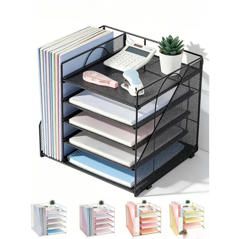 5Layer Paper File Rack Office Desktop Document Organizer Storage Box File Holder Archive Rack Multi-layer Design