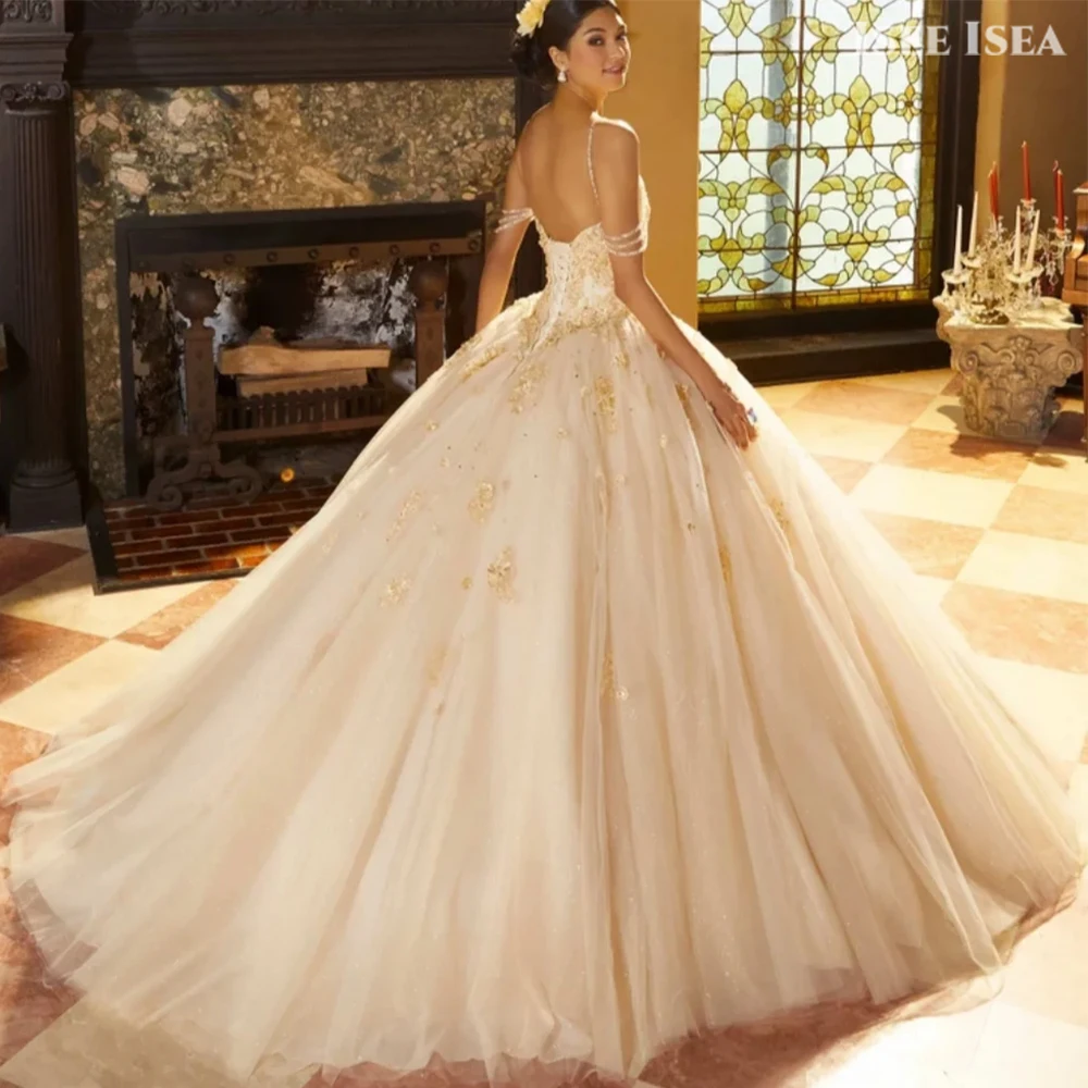 

Платья Quinceanera для женщин, бальное платье принцессы с цветочной аппликацией, без бретелек, вечернее платье на день рождения по индивидуальному заказу