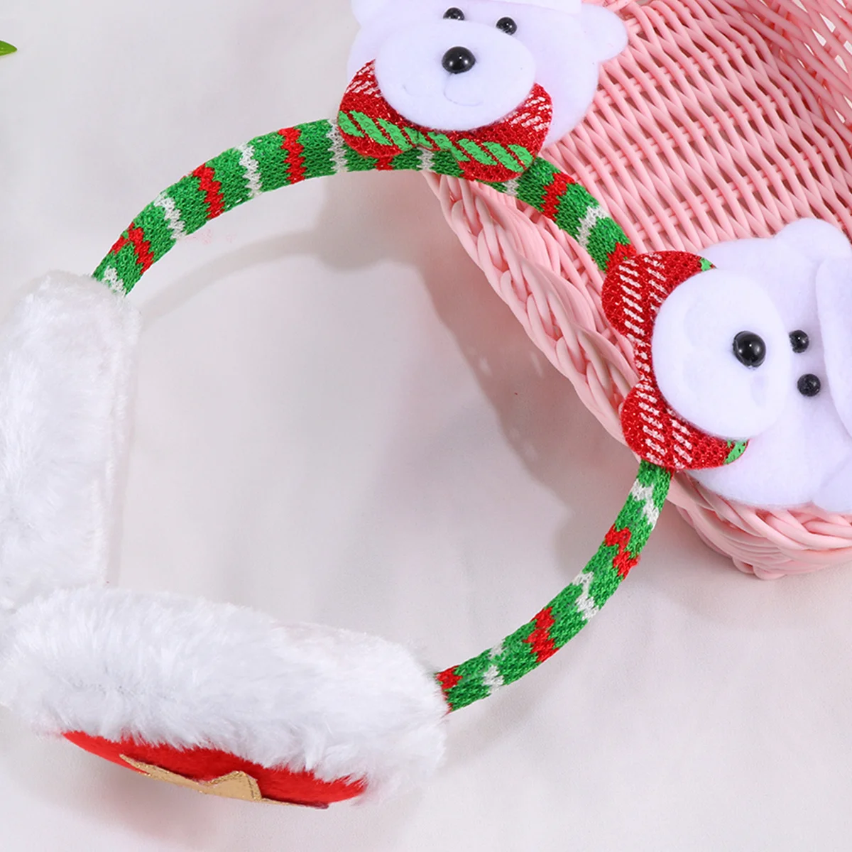 2 Stuks Kerst Oorbeschermers Warme Oor Covers Cartoon Winter Hoofdbanden Sneeuwpop Ijsbeer Party Kostuum Hoofddeksels Kerst Oorbeschermers
