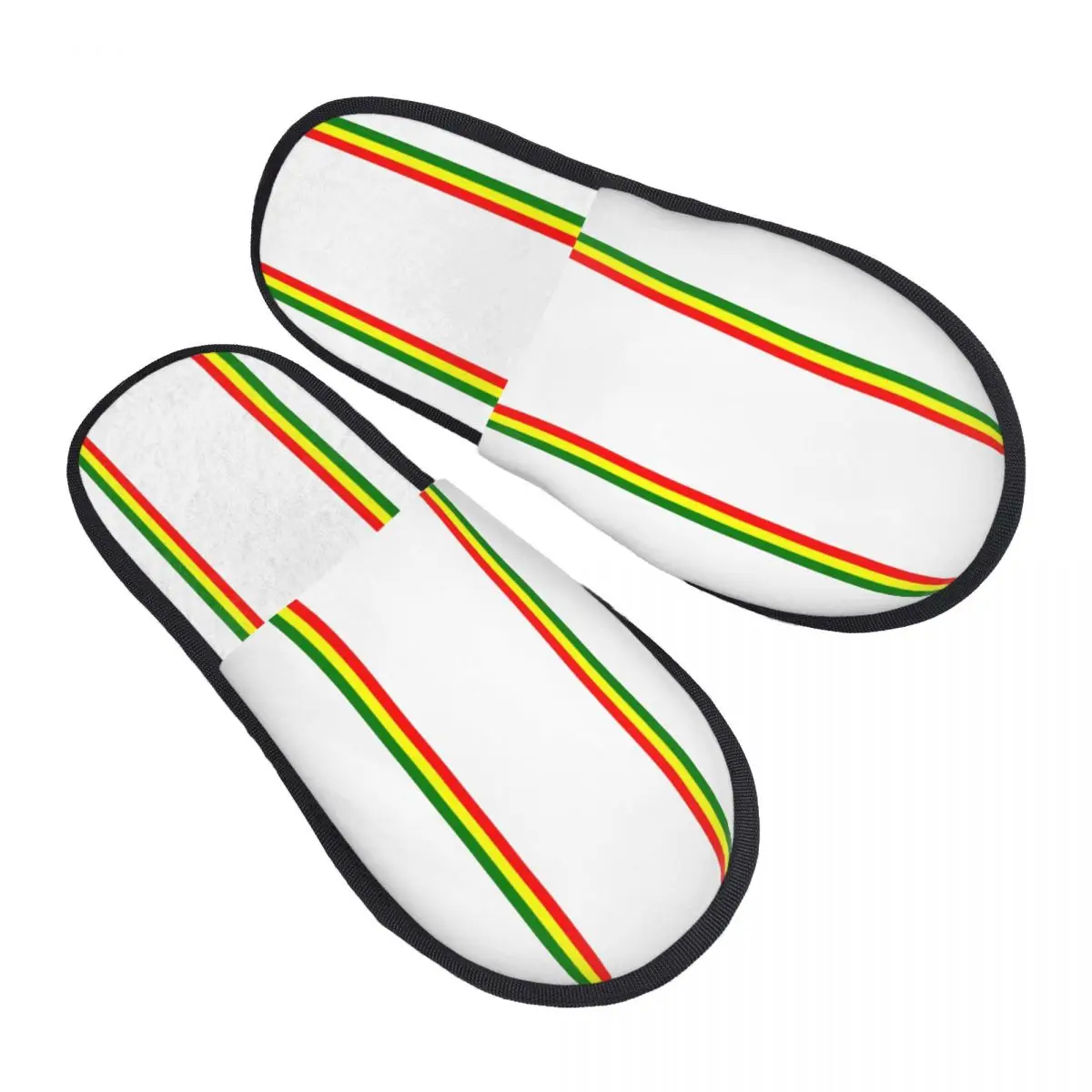 Rasta Stripe Rasta Color House Slippers Women Soft Memory Foam Jamaican Slip On Hotel Slipper Shoes