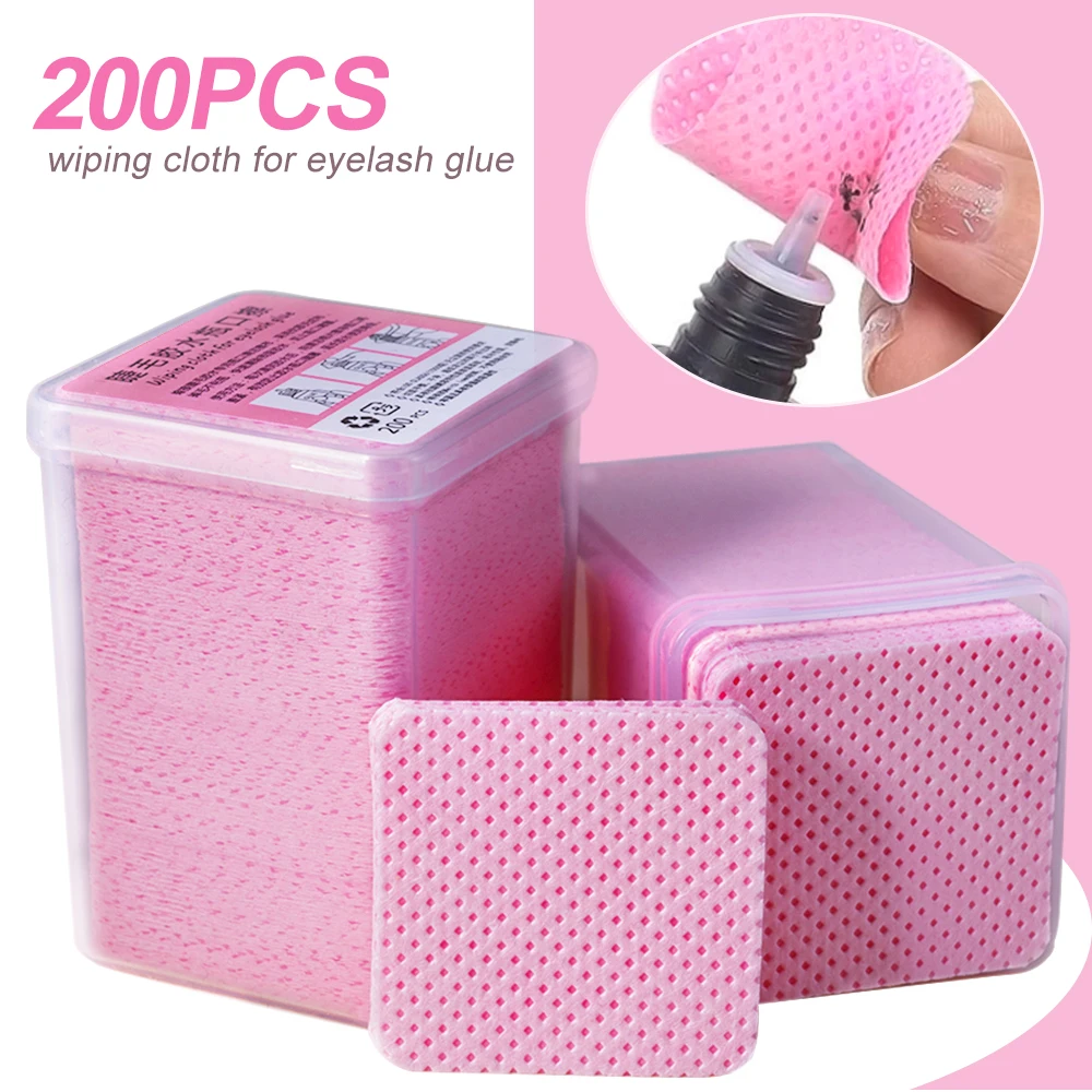 200/300/600 Uds toallitas para uñas sin pelusa almohadillas de limpieza de uñas de tela no tejida extensiones de pestañas rosas toallitas de limpieza de pegamento suministros de salón