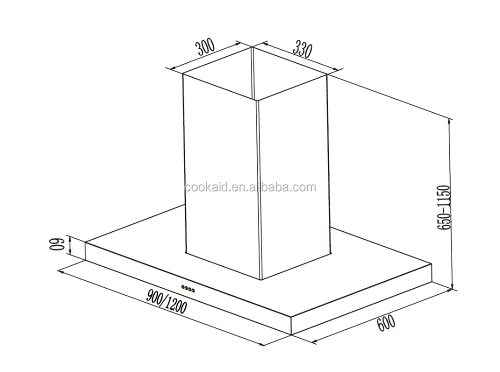 900 mm eilandafzuigkap