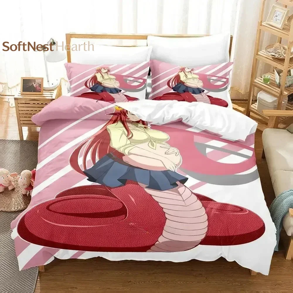2026 Monster Musume Bedding Set Single Twin Full Queen King Size Bed Set Adult Kid Bedroom Duvet Cover Sets 3D Anime Bed Sheet S