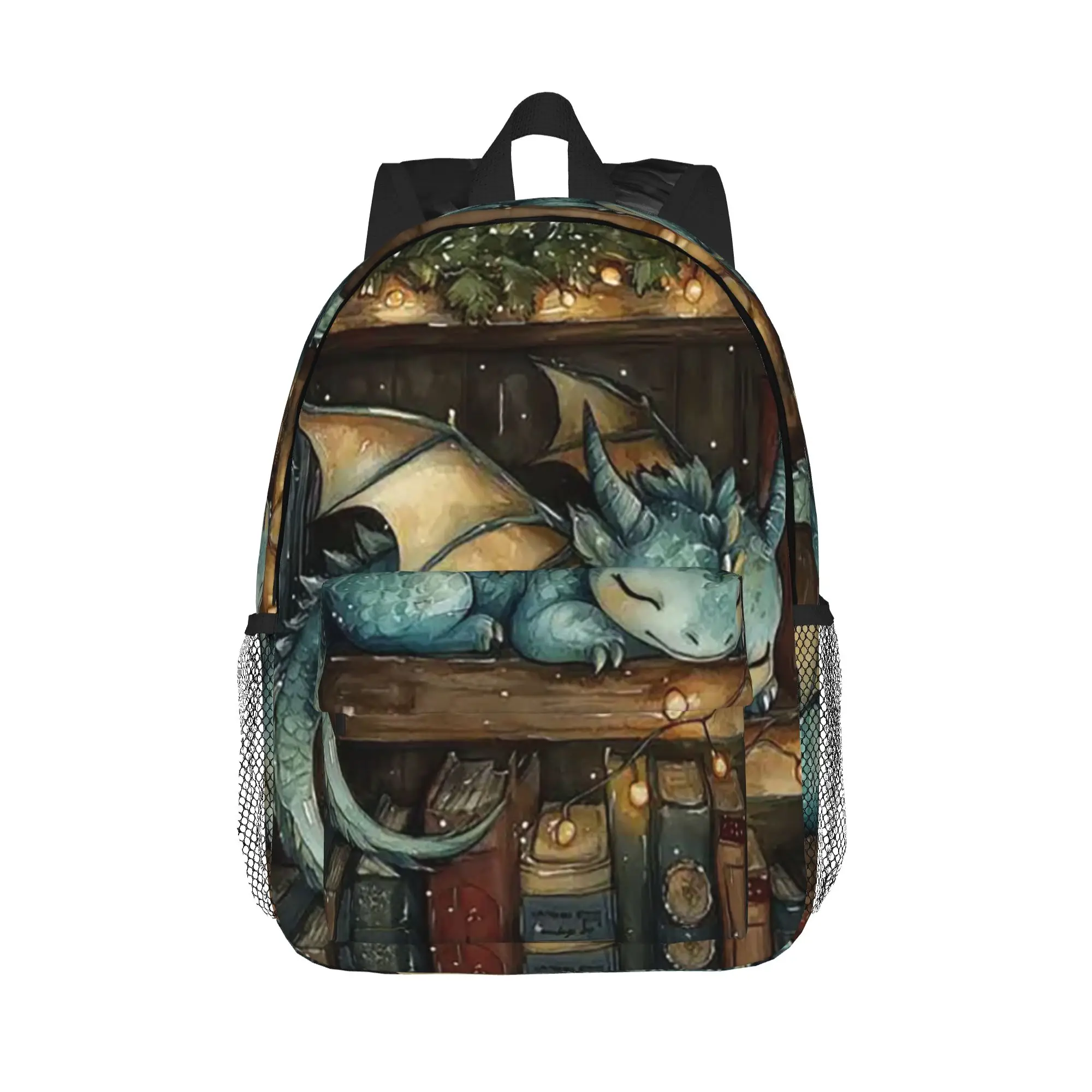 Book And Sleeping Dragon Backpack Hot Sale Daypack Large Capacity Boys Girls BookBag Shoulder Bags for Men Women School Bag