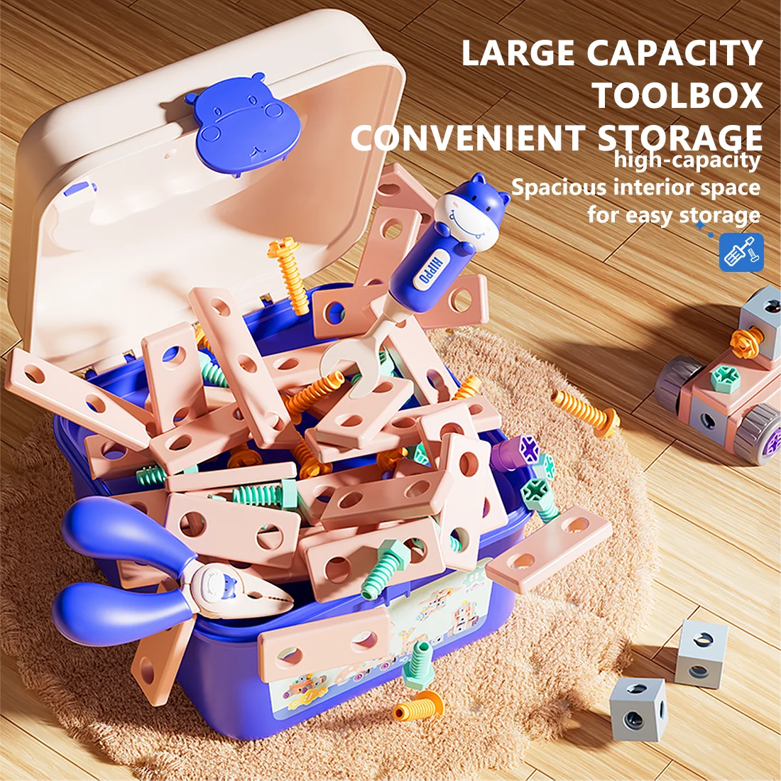 Kit de herramientas para juego de imitación, 158 Uds., con taladro de juguete electrónico, casco, juguetes de construcción para niños, juguetes para juegos de rol, banco de herramientas Montessori