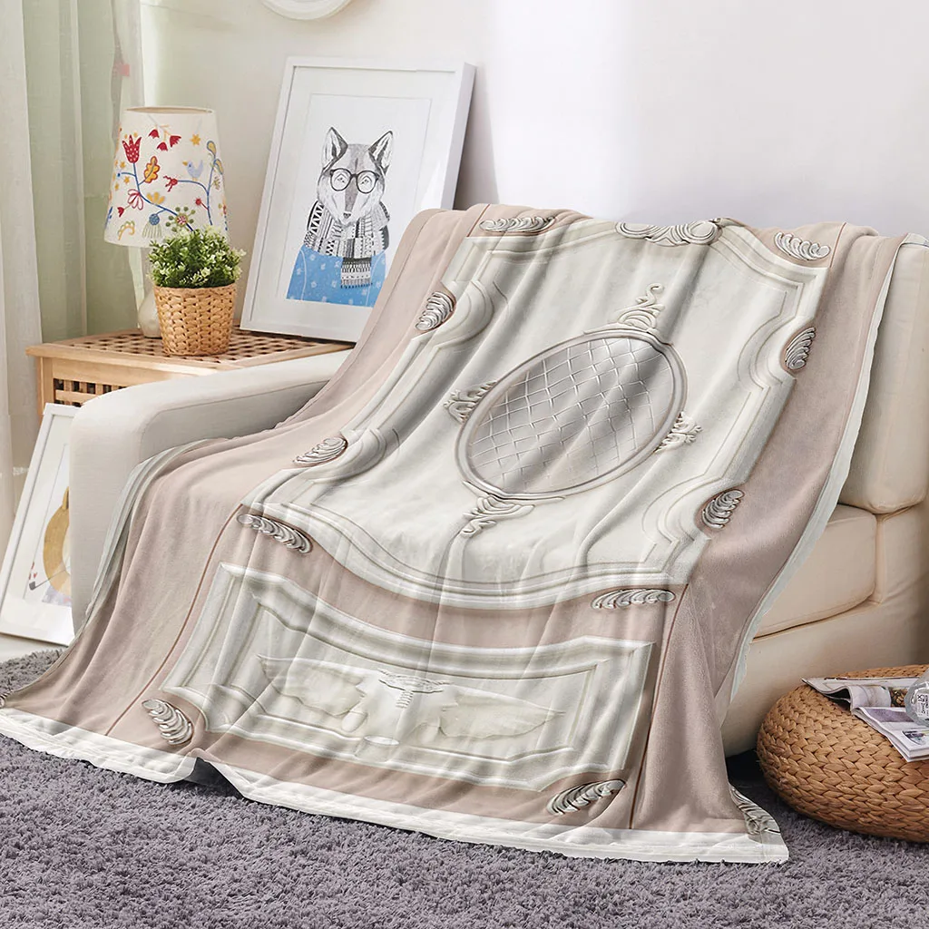 HUANZHUANG Throw Blanket 3D White Carving Art Sherpa Fleece Soft Fluffy Flannel Plush Blanket, Bedding Blanket For Couch Bed So