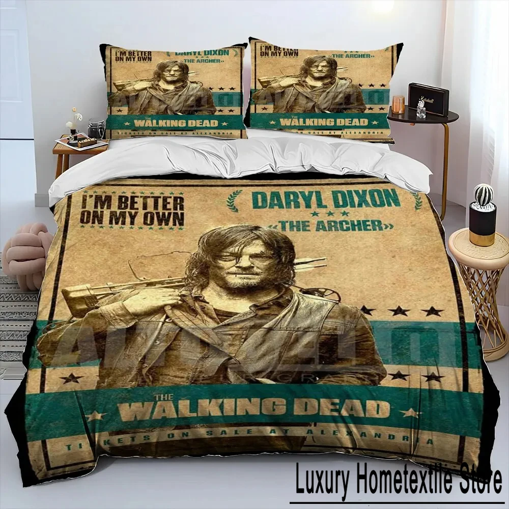 Horror TV The Walking Dead Lincoln Comforter Bedding Set,Duvet Cover Bed Set Quilt Cover Pillowcase,King Queen Size Bedding Set