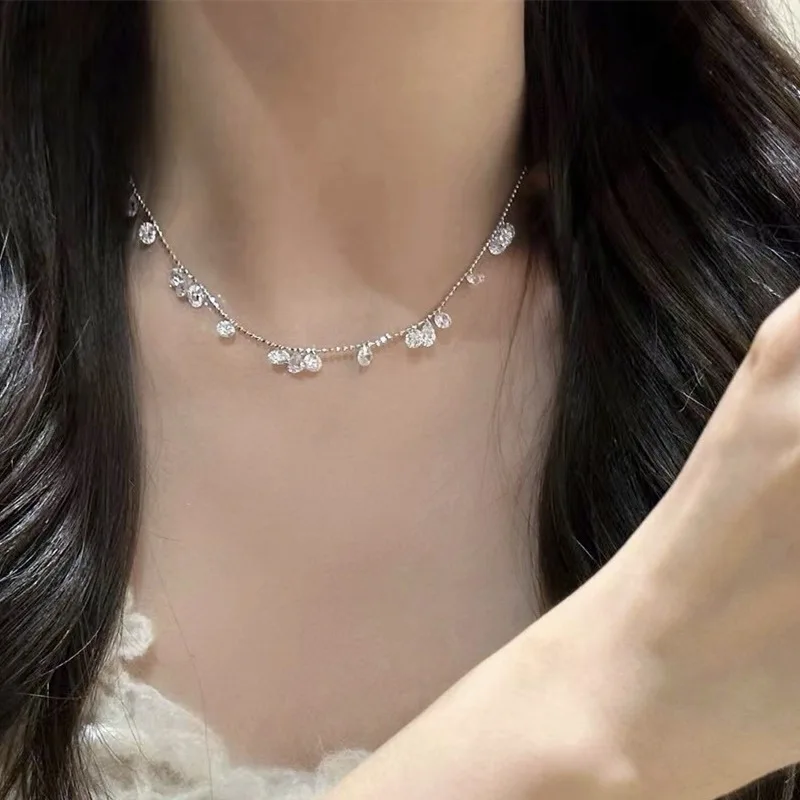 Luxury Zircon Choker Necklace For Women Delicate Simple New Temperament Thin Necklace